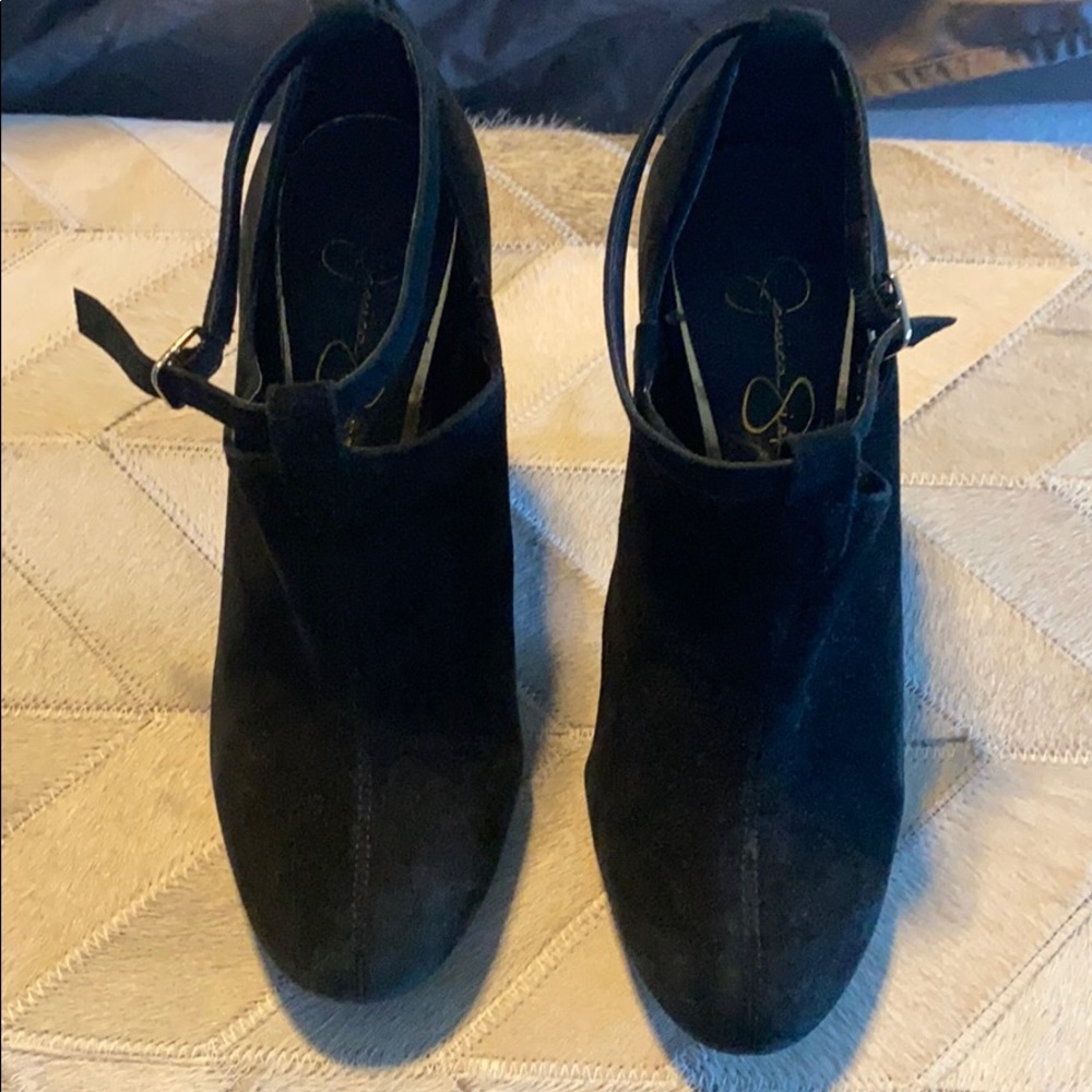 Black suede heels
